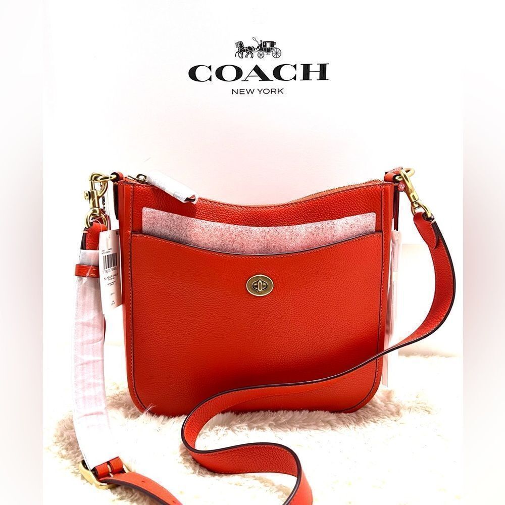 🔥🎁NWT! Coach C8483 Chaise Crossbody Polished pebble leather Msrp:$295.00
